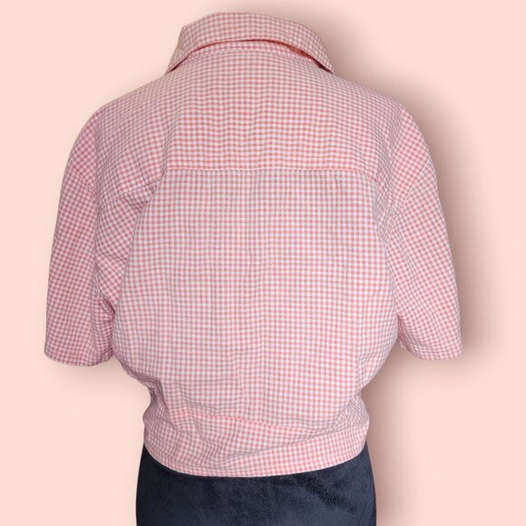 Vintage Jennifer Moore embroidered checkered gingham cropped button down shirt - Picture 2 of 9